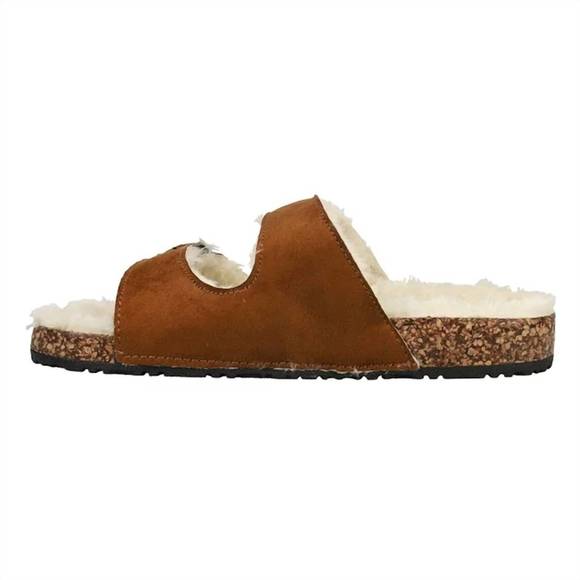 NEW CORKYS FOOTWEAR fluffy laid back sandal in chestnut - Picture 3 of 5